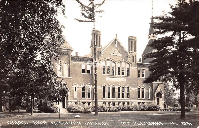 C51/ Mt Pleasant Iowa Ia Real Photo RPPC Postcard c40s Chapel Wesleyan College