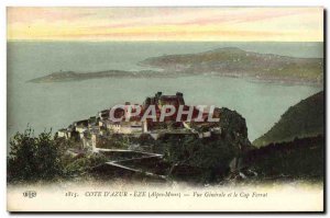 Old Postcard Cote D & # 39Azur Vue Generale Eze and Cap Ferrat