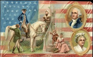 George Washington Patriotic Family Mt Washington Embossed Tuck c1910s Postcard