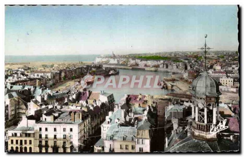 Dieppe Old Postcard General view of & # 39avant port and the ferry terminal