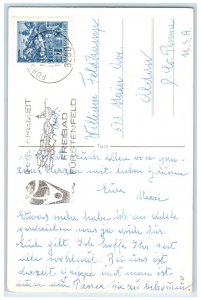 c1960's New Year Little Girl And Rabbit Song Bird Winter Scene Vintage Postcard