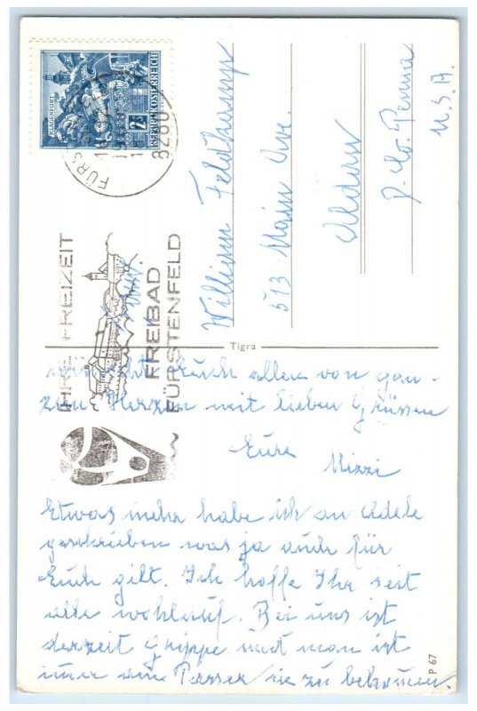 c1960's New Year Little Girl And Rabbit Song Bird Winter Scene Vintage Postcard