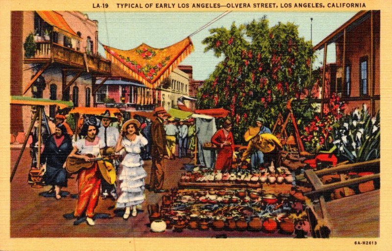 California Los Angeles Olvera Street Typical Of Early Los Angeles Curteich