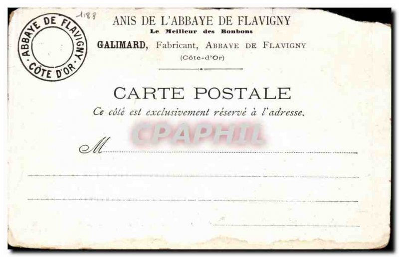Postcard Abbey Flavigny Fabrique d & # 39anis Cloitre inside the first Benedi...
