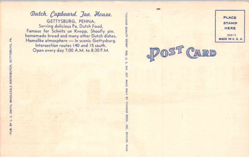 Gettysburg, Pennsylvania - The Dutch Cupboard Tea House - c1940