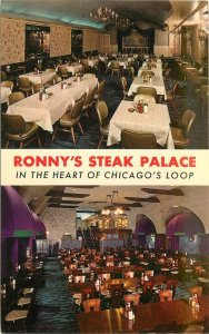 Postcard Illinois Chicago Ronny's Steak Palace interior Teich 1950s 22-12996