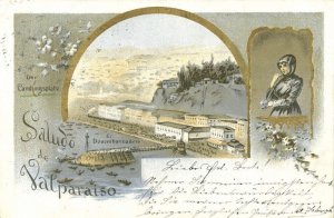 chile, VALPARAISO, El Lugar de Aterrizaje, Desembarcadero (1890s) Panorama