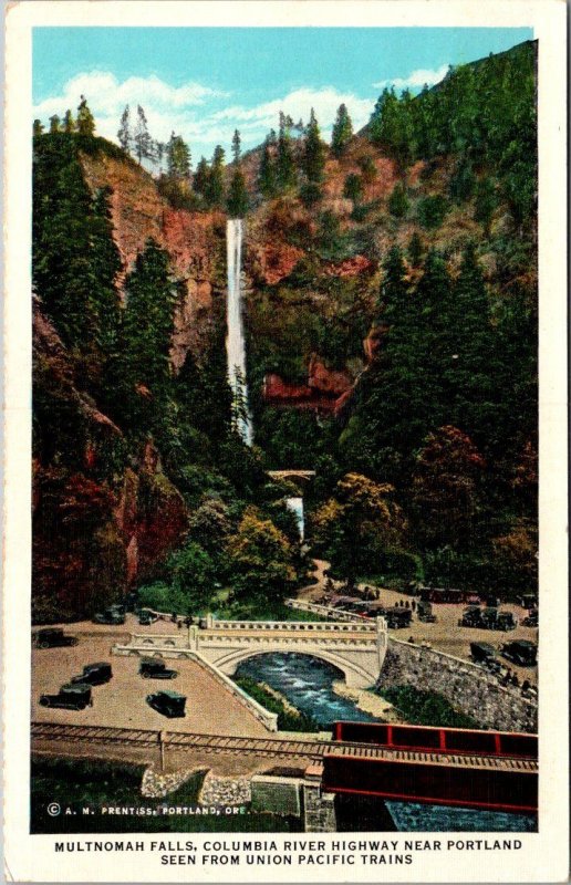 Oregon Multnomah Falls Seen From Union Pacific Trains