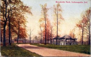 Postcard IN Indianapolis - Brookside Park - autumn scene - path - pavilions