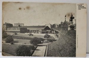 Union Station BALTIMORE Maryland, Horse Drawn Carriages c1906 UDB Postcard C7