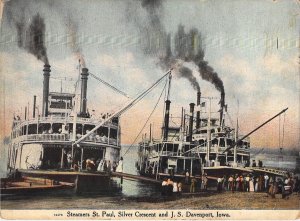 The St Paul,Silver Crescent,J.S., Mississippi River, Davenport IA, Old Post Card