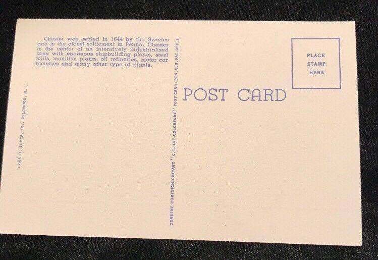 1940s Aerial View  Sun Ship Building Company Plant Chester PA Unmailed Postcard