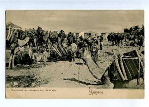 227069 Turkey SMYRNE IZMIR Camel caravan rest Vintage postcard