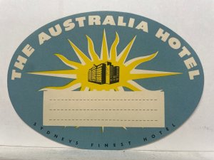 Australia Hotel Sydney Luggage Label Australia 1950s Travel Ephemera