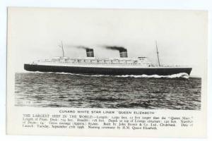 RPPC Cunard White Star Liner Queen Elizabeth
