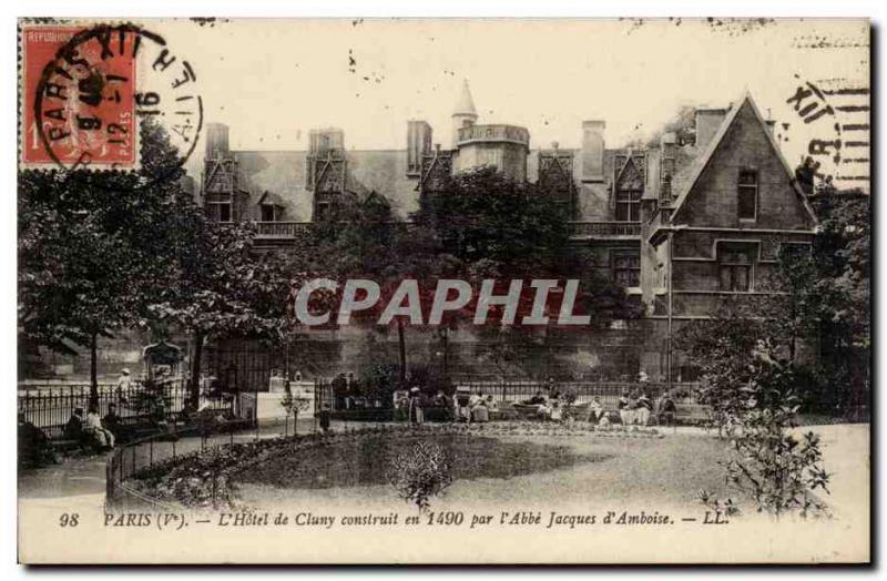 Paris Old Postcard L & # 39hotele Cluny built in 1490 by Jacques & # 39abbe d...