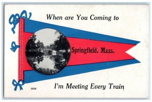 c1940's When Are You Coming I'm Meeting Every Train To Springfield MA Postcard
