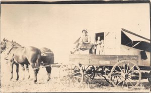 J38/ Interesting RPPC Postcard c1910 Horse-Drawn Wagon Chuck Wagon 232