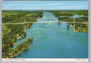 Thousand Islands International Bridge, Ontario, Chrome Aerial View Postcard