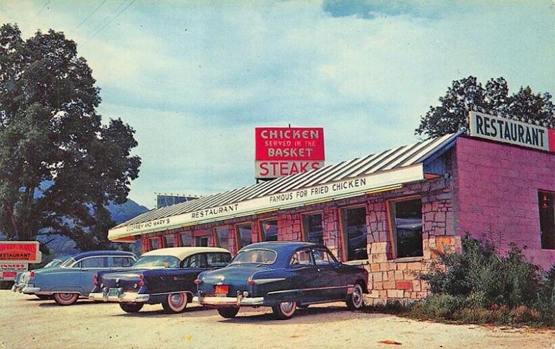 Asheville NC Godfrey & Mary's Restaurant US  70 & 74 Old Cars Postcard