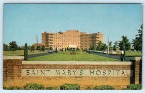 EVANSVILLE, Indiana IN ~ ST. MARY'S HOSPITAL Vanderburgh County c1950s  Postcard