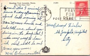 Postcard MAP SCENE Lancaster Pennsylvania PA AN1188