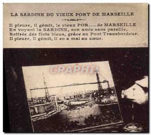 Old Postcard Pig Pig Sardine the old port of Marseille Moon