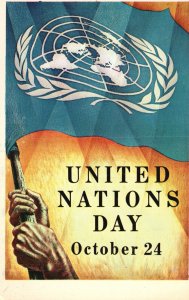 United Nations Day Poster 1953 Peace Justice Progress Theme Vintage Postcard