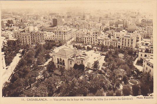 Morocco Casablanca Vue prise de la tour de l'Hotel de Ville Le palais de General