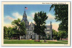 c1940 Knox County Court House Exterior Building Galesburg Illinois IL Postcard