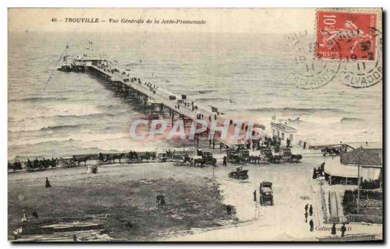 Old Postcard Trouville Vue Generale De La Jetee Promenade