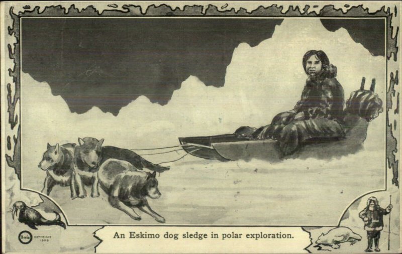 Native Eskimo Sled Dogs Polar Exploration Series #31 c1910 Postcard