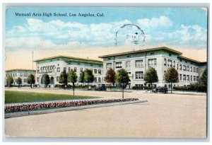 1916 Manual Arts High School Exterior Building Los Angeles California Postcard