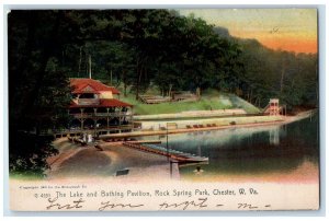 1906 Lake Bathing Pavilion Rock Spring Park Boats Porch Tree Chester WV Postcard