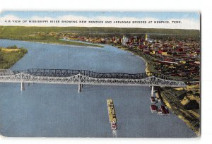 Memphis Tennessee TN Postcard 1930-1950 New Memphis and Arkansas Bridges