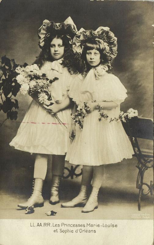 Princesses Marie Louise and Sophie of Orléans (1905) RPPC