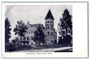 Coeur d'Alene Idaho Postcard High School Building Exterior c1905 Vintage Antique