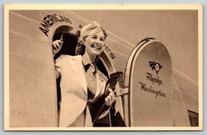 American Airlines Beautiful Pretty Stewardess  Flagship  Washington  Postcard