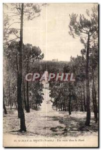 Old Postcard St Jean de Monts (Vendee) A road in the Forest