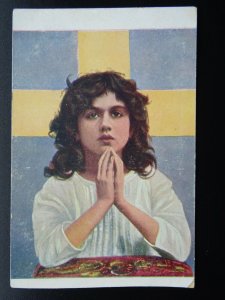 Religion SMALL CHILD PRAYING c1919 Postcard