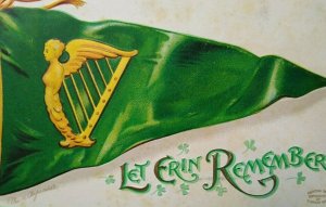 St Patricks Day Postcard Erin Remember Flag Ellen Clapsaddle Vintage Nashua NH