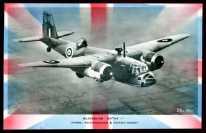dc1263 - AIR FORCE 1940s Blackburn BOTHA 1 Torpedo Bomber. Real Photo Postcard