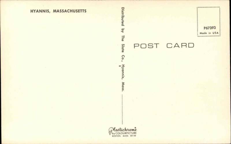 Hyannis Massachusetts MA Cape Cod Classic 1960s Cars Vintage Postcard