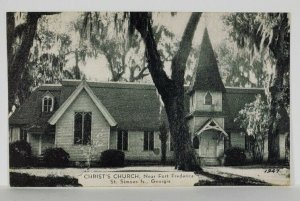 GA St Simons Island CHRIST'S CHURCH Near Fort Frederica c1940s Postcard S1