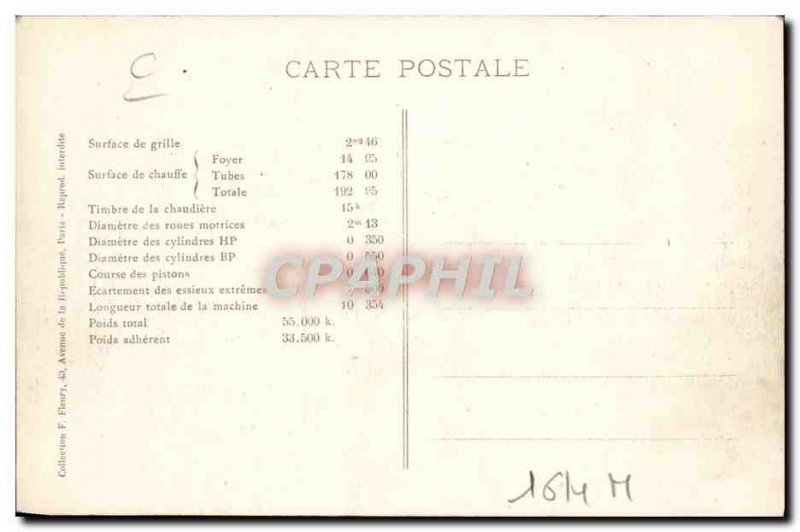 Postcard Old Train Locomotive Machine 6