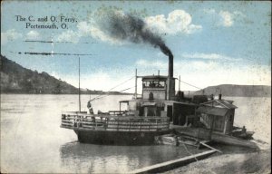 Portsmouth Ohio OH C and O Ferry Steamer c1910 Vintage Postcard