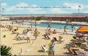 Coronado CA Hotel Del Coronado Golf & Tennis Club c1950 Linen Postcard H8
