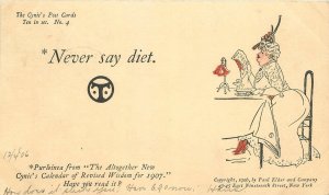 Postcard 1906 Cynic fat lady diet bull dog comic humor undivided 23-13084