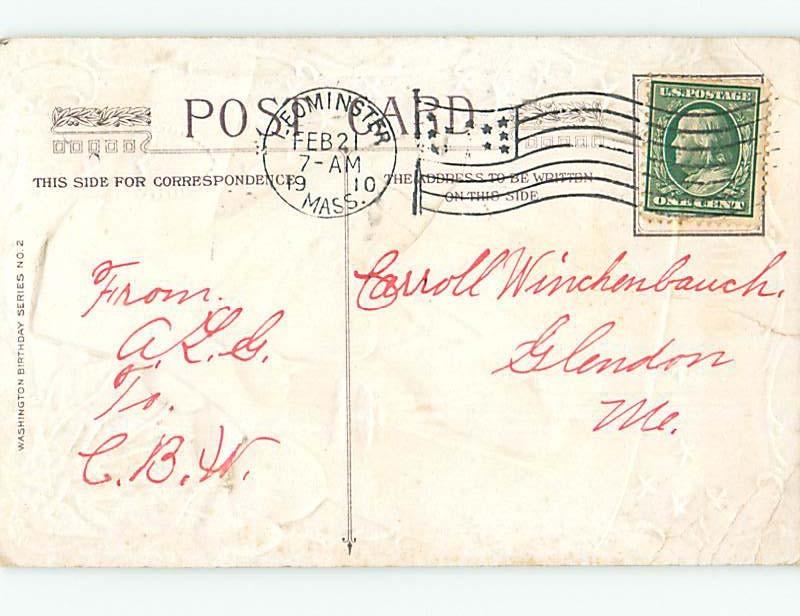 Pre-Linen patriotic IMAGE OF GEORGE WASHINGTON WITH TELESCOPE ON AXE HL6555