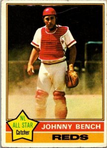 1976 Topps Football Card Johnny Bench Cincinnati Reds sk13569